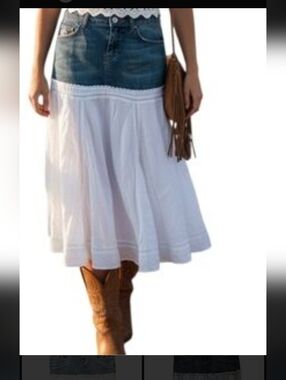 Candie's Two-Tone Denim & White Circle Skirt #22